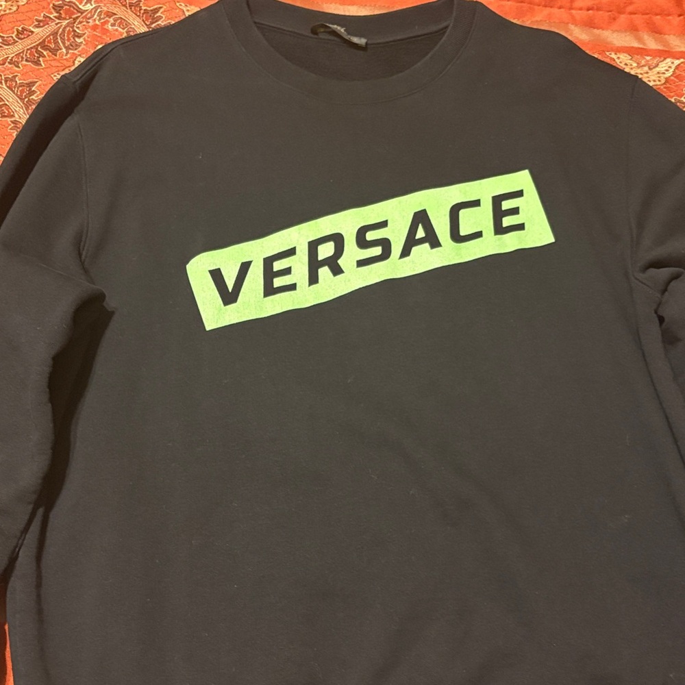 Versace Black Top with Vibrant Green Logo